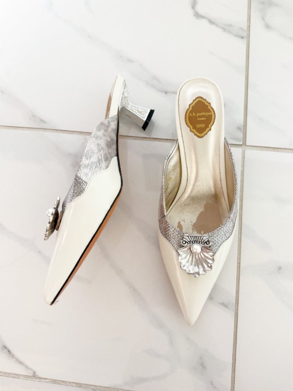 A.b. poetique London Wedding Pearl Slide Pointed Toe Shoe Embellished 8 - Picture 1 of 16